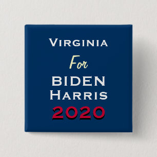 Bóton Quadrado 5.08cm Botão De Campanha Virginia For BIDEN HARRIS 2020