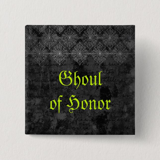 Bóton Quadrado 5.08cm Botão de Casamento de Eerie Halloween (Frente)