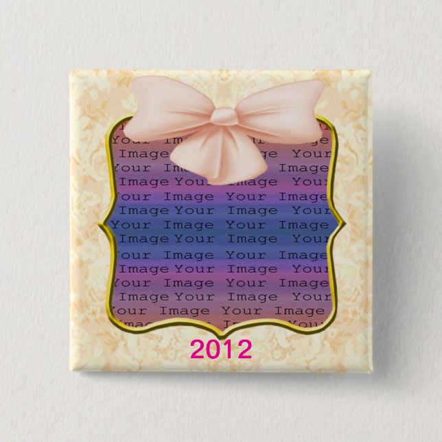 Bóton Quadrado 5.08cm Botão de Casamento do Arco Rosa (Frente)