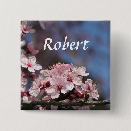 Bóton Quadrado 5.08cm botão de casamento florescente de cereja rosa