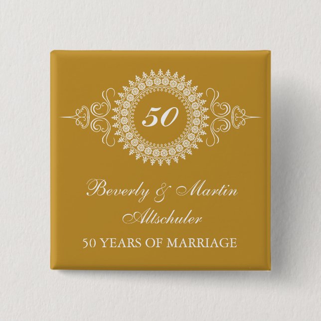 Bóton Quadrado 5.08cm Botão de Celebração do Ouro Medallion (Frente)