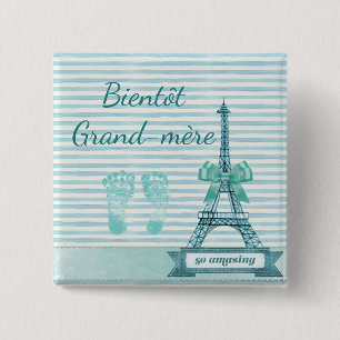 Bóton Quadrado 5.08cm Botão de Chá de fraldas Bientôt Grand-Mère