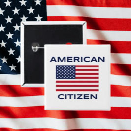 Bóton Quadrado 5.08cm Botão de Cidadão Americano com Bandeira dos EUA em