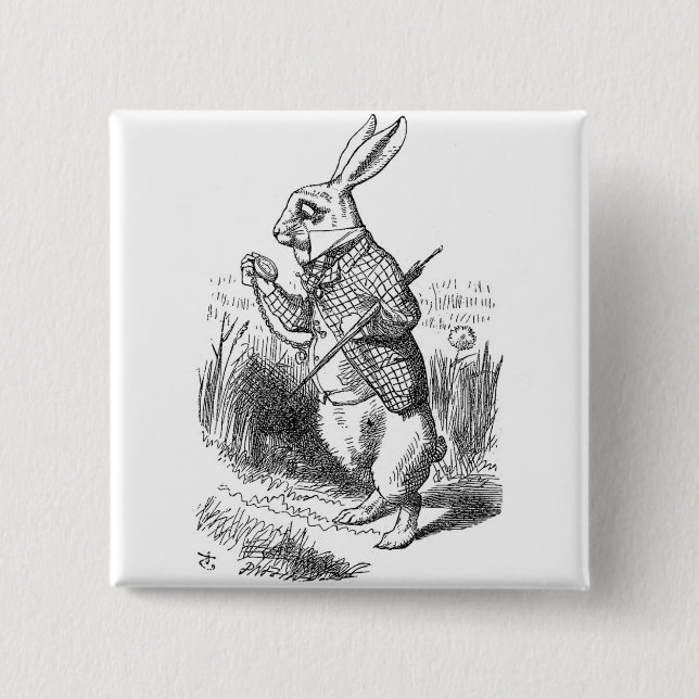 Bóton Quadrado 5.08cm Botão de Coelho (Frente)