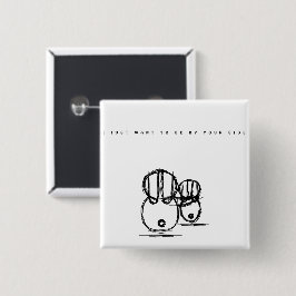 Bóton Quadrado 5.08cm Botão de Coelho de Casal Fofo | Estar ao Seu Lado 