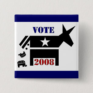 BÓTON QUADRADO 5.08CM BOTÃO DE DEMOCRATA DO VOTO EM 2008