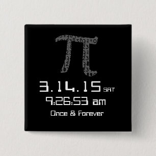 Bóton Quadrado 5.08cm Botão de design personalizado do Pi Day Março de