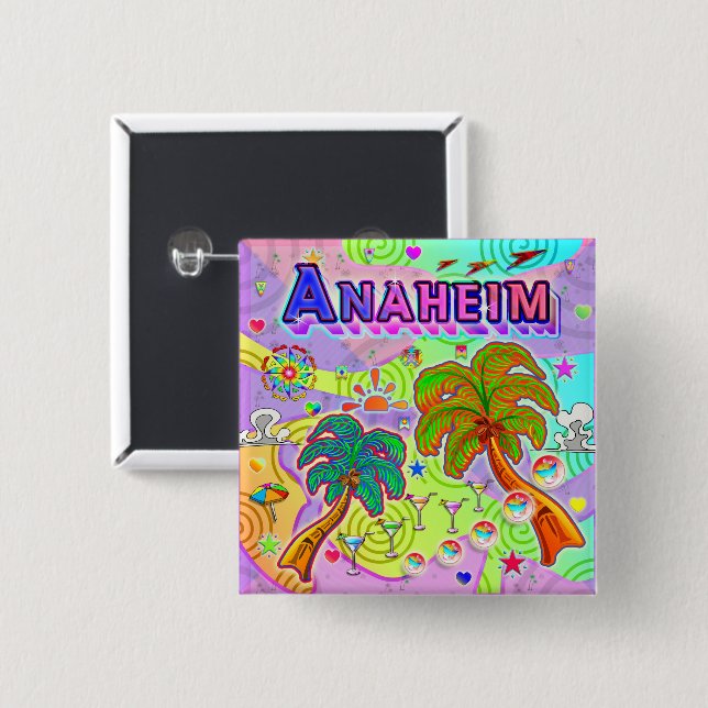 Bóton Quadrado 5.08cm Botão de Destino de Vacinação Anaheim (Frente & Verso)