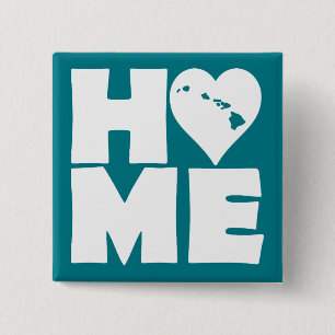 Bóton Quadrado 5.08cm Botão de Distintivo de Hawaii Home Heart Estado