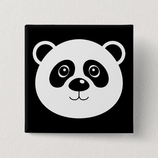Bóton Quadrado 5.08cm Botão de Distintivo de Urso Panda (Frente)