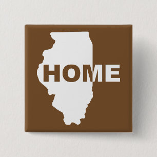 Bóton Quadrado 5.08cm Botão de Distintivo Illinois Casa Longe de Casa