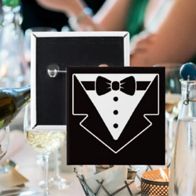 Bóton Quadrado 5.08cm Botão de Diversão Mini Tuxedo (Criador carregado)