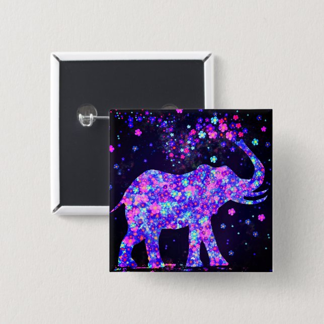 Bóton Quadrado 5.08cm Botão de Elefante de Primavera (Frente & Verso)