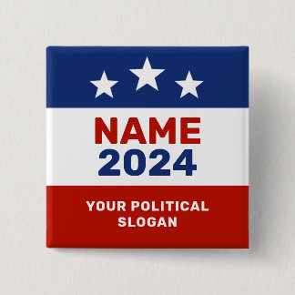 Bóton Quadrado 5.08cm Botão de Eleições Vermelho e Azul para a Campanha