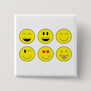 Bóton Quadrado 5.08cm Botão de "Emojis"