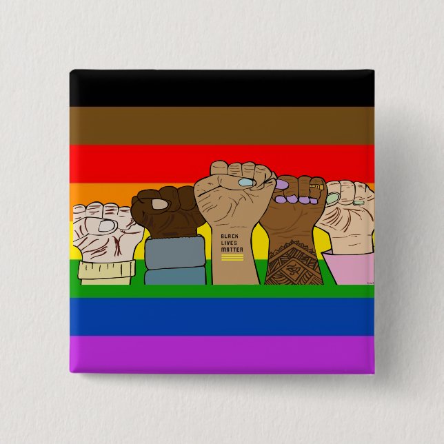 Bóton Quadrado 5.08cm Botão de energia de orgulho/quadrado BLM (Frente)