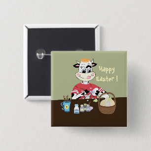 Bóton Quadrado 5.08cm botão de evento de pintura de ovo do felz pascoa