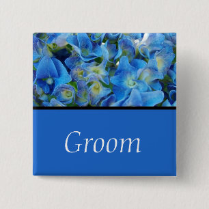Bóton Quadrado 5.08cm botão de flores azul hydrangea