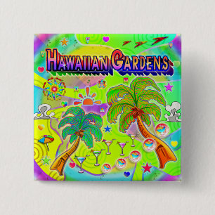 Bóton Quadrado 5.08cm Botão de Foco dos Jardins Havaianos