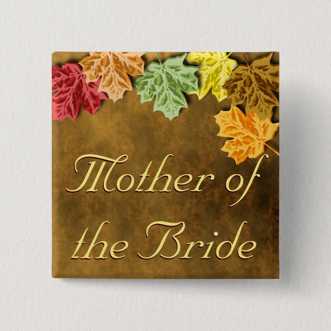 Bóton Quadrado 5.08cm Botão de Folhas de outono (Frente)