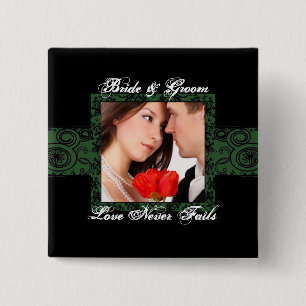 Bóton Quadrado 5.08cm Botão de Foto do Love Nunca Falhar