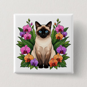 Bóton Quadrado 5.08cm botão de gato siamês botânico