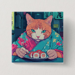 BÓTON QUADRADO 5.08CM BOTÃO DE GATO SUSHI