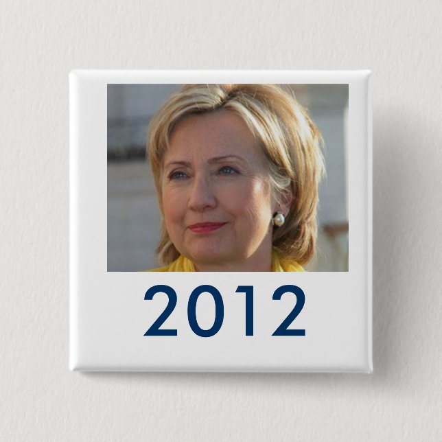 Bóton Quadrado 5.08cm Botão de Hillary 2012 (Frente)