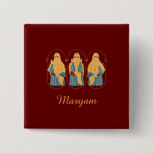 Bóton Quadrado 5.08cm Botão de Ilustração Muslimah Personalizado