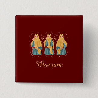 Bóton Quadrado 5.08cm Botão de Ilustração Muslimah Personalizado