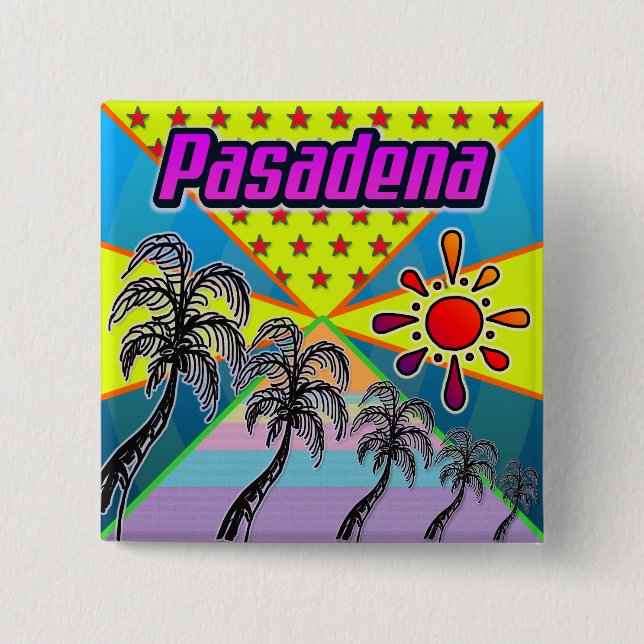 Bóton Quadrado 5.08cm Botão de Liberdade Pasadena (Frente)