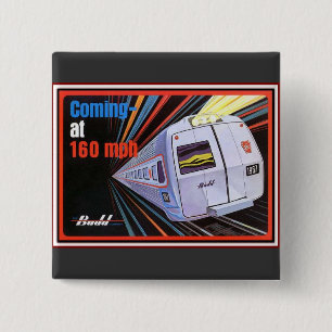 Bóton Quadrado 5.08cm Botão de Metroliner 1967 da estrada de ferro de