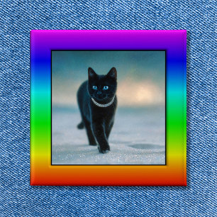 Bóton Quadrado 5.08cm Botão de Moldura de Foto Arco-Íris Colorido
