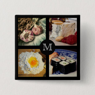 Bóton Quadrado 5.08cm Botão de monograma personalizado Foodie 5