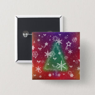 Bóton Quadrado 5.08cm Botão de Natal feliz