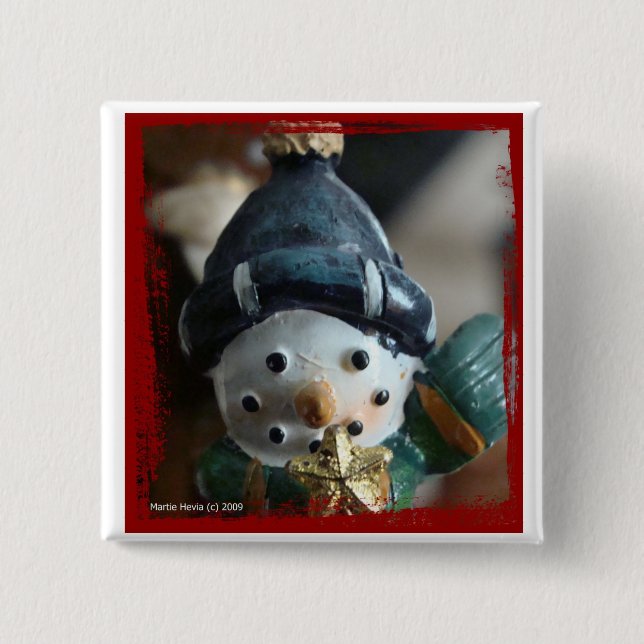 Bóton Quadrado 5.08cm Botão de Neve/Pino (Frente)