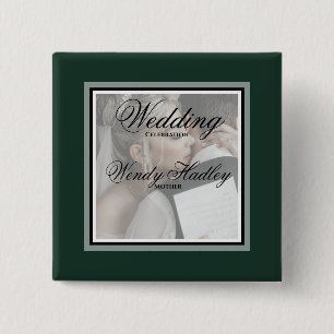 Bóton Quadrado 5.08cm Botão de nome de casamento personalizável do Emera
