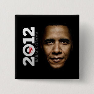 Bóton Quadrado 5.08cm Botão de Obama 2012