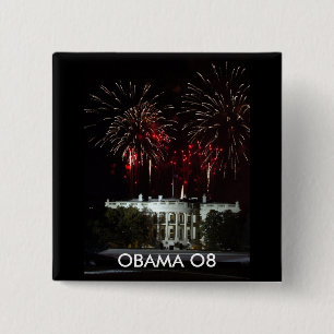 BÓTON QUADRADO 5.08CM BOTÃO DE OBAMA, FOGOS-DE-ARTIFÍCIO NA CASA BRANC