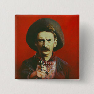 Bóton Quadrado 5.08cm Botão de Outlaw Ocidental
