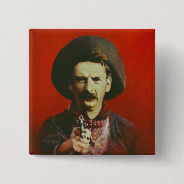 Bóton Quadrado 5.08cm Botão de Outlaw Ocidental (Frente)