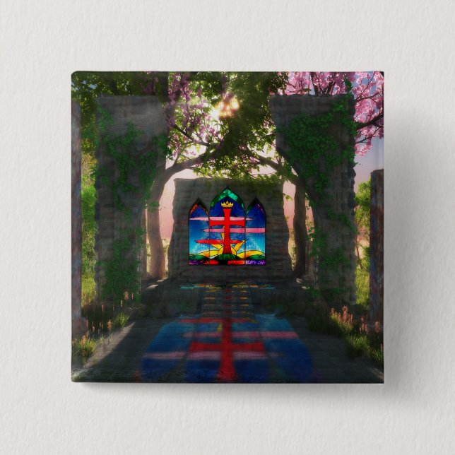 Bóton Quadrado 5.08cm Botão de Páscoa da luz Eterna (Frente)