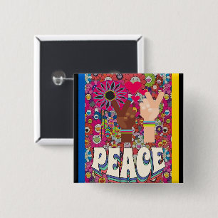 Bóton Quadrado 5.08cm Botão de Paz