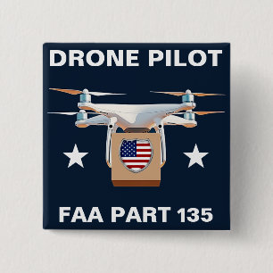 Bóton Quadrado 5.08cm Botão de Piloto de Drone de Entrega (Personalize!)