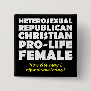 Bóton Quadrado 5.08cm Botão de Pin Cristão Feminino Ofensivo Republicano