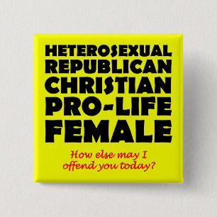 Bóton Quadrado 5.08cm Botão de Pin Cristão Feminino Ofensivo Republicano