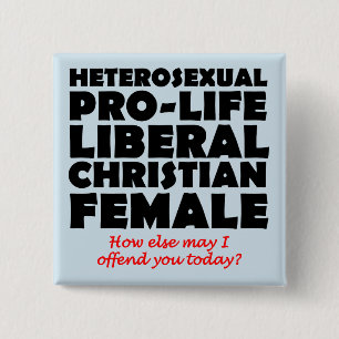 Bóton Quadrado 5.08cm Botão de Pin Cristão Prolife Ofensivo Feminino