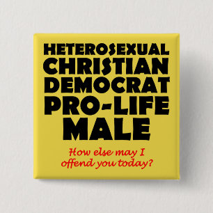 Bóton Quadrado 5.08cm Botão de Pin de Cristão Democrata Ofensivo Masculi