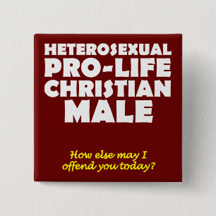 Bóton Quadrado 5.08cm Botão de Pin de Cristão Macho Pro Vida Ofensivo