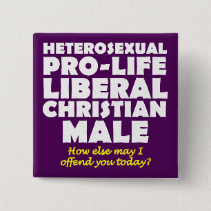 Bóton Quadrado 5.08cm Botão de Pin de Cristão Macho Pro Vida Ofensivo